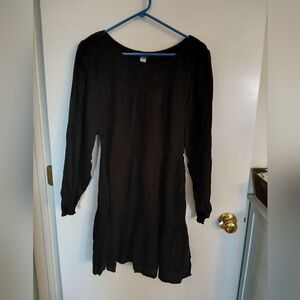 Old Navy Black Smocked Neck And Sleeve, Tiered Dress, Size M